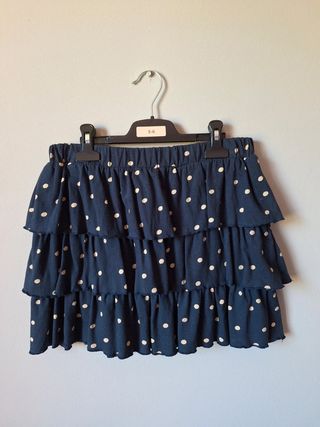 Falda azul de topos blancos de Primark