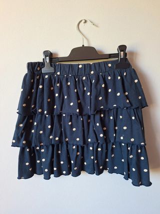 Falda azul de topos blancos de Primark