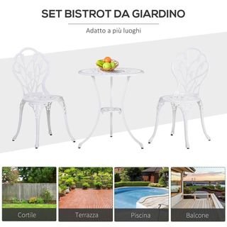 Set da Giardino 3 Pezzi in Alluminio con 2 Sedie 4