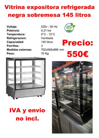 VITRINA SOBREMESA REFRIGERADA 145 LITROS