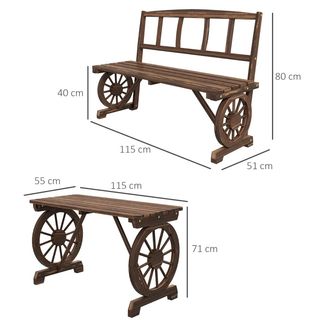 Set da Giardino 3 Pezzi in Legno di Pino con 1 Tav
