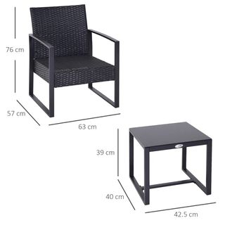 Set da Balcone, Tavolino e 2 Sedie da Esterno in R