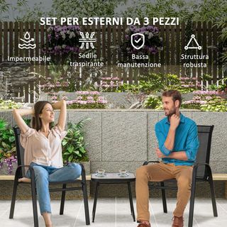 Set da Giardino 3 Pezzi con Tavolino e 2 Sedie Imp