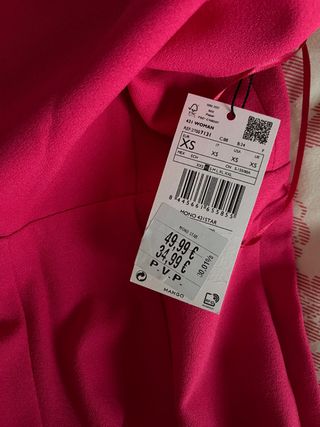 Mono fuscia con etiqueta mango mujer