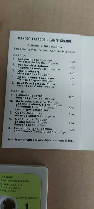 Casete Manolo Caracol . Cante Grande