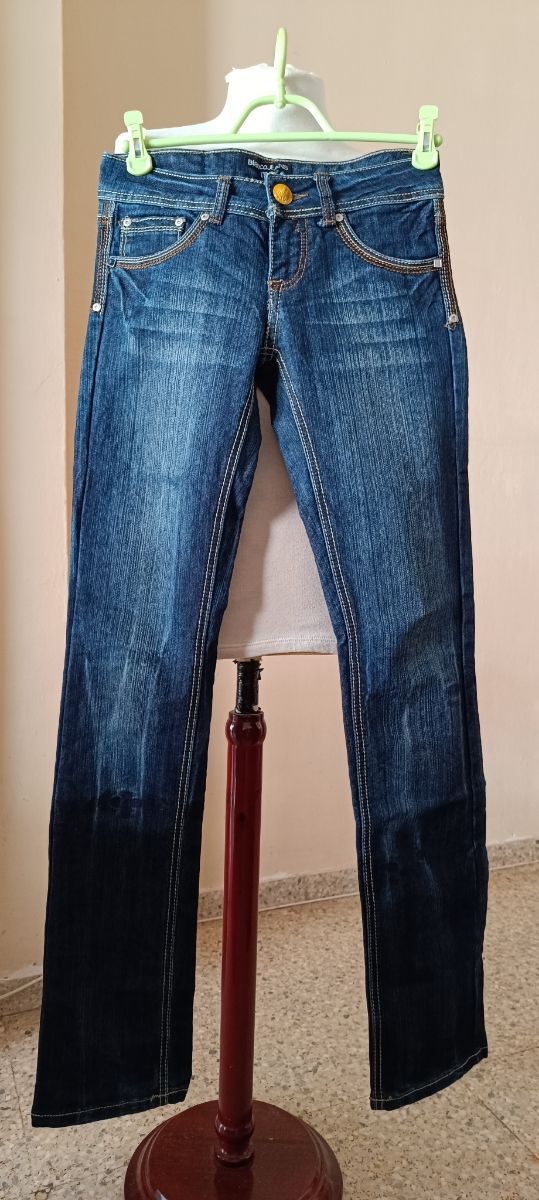 Vaqueros tiro bajo, azul oscuro, Blanco, talla 34