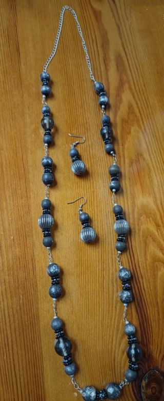 Collar y Pendientes, cadena de plata