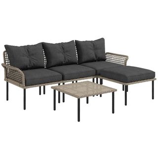 Set da Giardino 5 Pezzi in Rattan con 2 Sedie Late