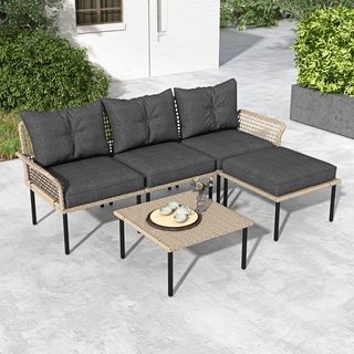 Set da Giardino 5 Pezzi in Rattan con 2 Sedie Late