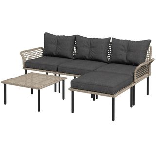 Set da Giardino 5 Pezzi in Rattan con 2 Sedie Late