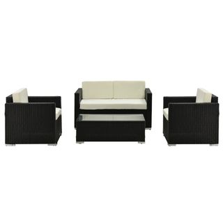 Set da Giardino 4 Pezzi in Rattan PE e Acciaio, c