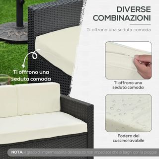 Set da Giardino 4 Pezzi in Rattan PE e Acciaio, c