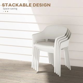 Set 4 Sedie da Giardino in Plastica Impilabili con