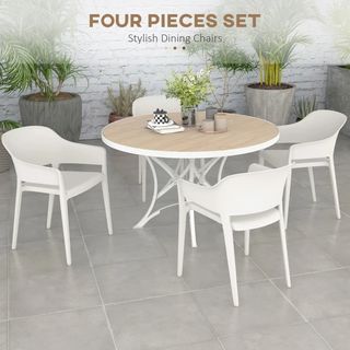 Set 4 Sedie da Giardino in Plastica Impilabili con