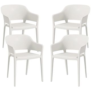 Set 4 Sedie da Giardino in Plastica Impilabili con