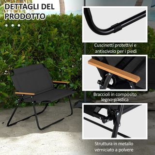 Sedia da Campeggio Doppia 2 Posti Pieghevole in Ac