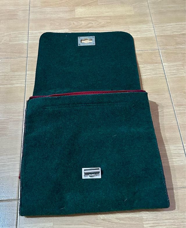 Bolso paño burdeos y verde