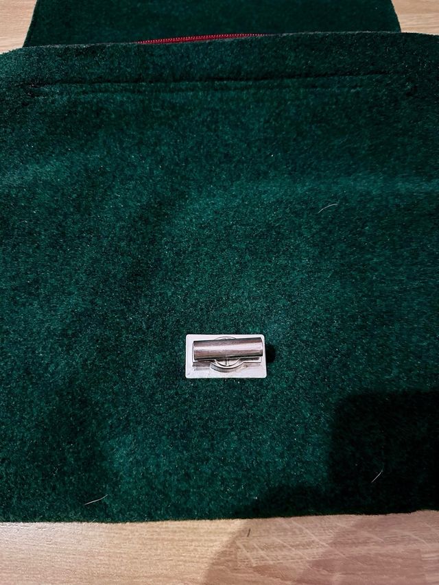 Bolso paño burdeos y verde