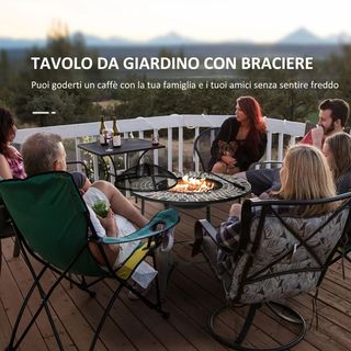 Braciere da esterno 3 in 1 con tavolo, griglia e