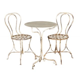 Tavolo Rotondo Pieghevole in Ferro Battuto Bianco