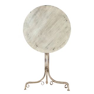 Tavolo Rotondo Pieghevole in Ferro Battuto Bianco