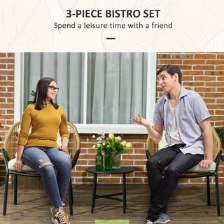 Set da giardino in 3 pezzi, 2 sedie con braccioli