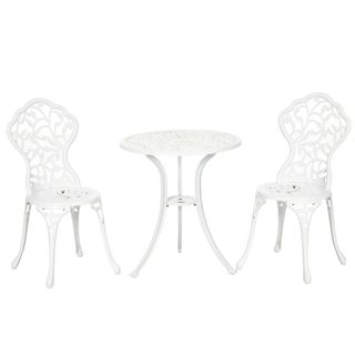 Set da giardino in 3 pezzi in alluminio bianco