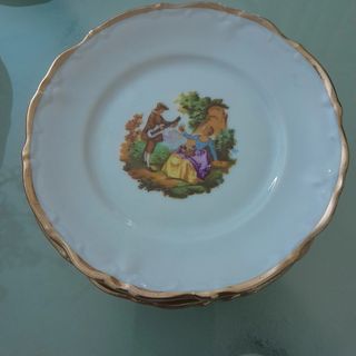 piattini d'epoca rifiniti in oro dipinti a mano