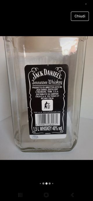 Bottiglia vetro vuota 1,5l Jack Daniel's.