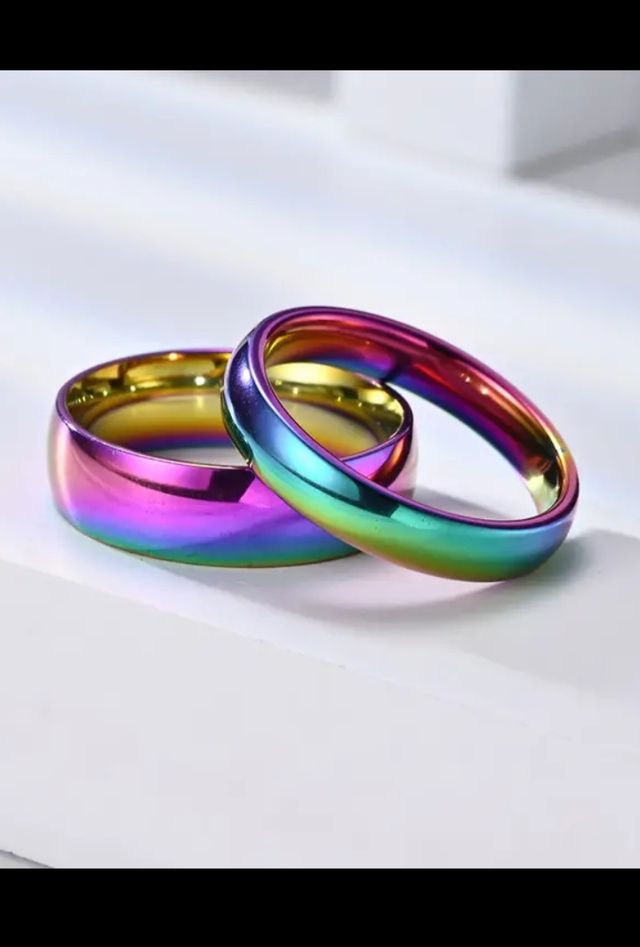 Conjunto anillos de Alianzas de Titanio Arcoiris