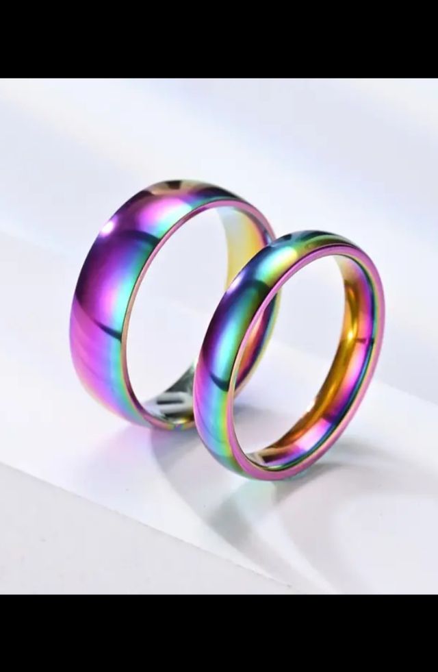 Conjunto anillos de Alianzas de Titanio Arcoiris
