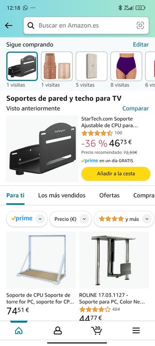 Soporte  colgar para portátil o CPU
