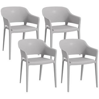 Set di 4 sedie da giardino impilabili in plastica