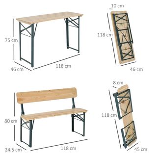 Set da birrificio da giardino con tavolo e 2 panch