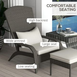 Sedia da giardino imbottita con poggiapiedi e cu