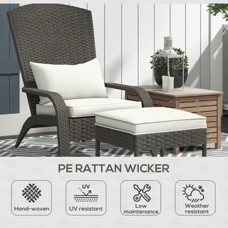 Sedia da giardino imbottita con poggiapiedi e cu