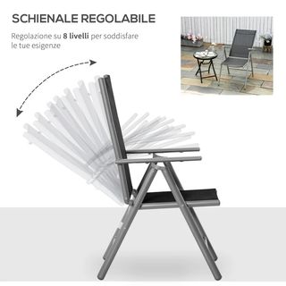 Sedia da giardino pieghevole in alluminio e textel