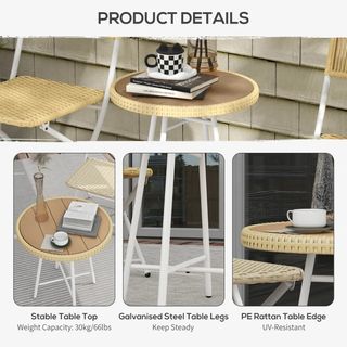 Tavolo da giardino moderno in rattan e acciaio, 5