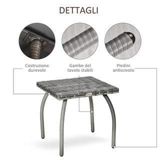 Tavolino da caffè in rattan sintetico, tavolo da e