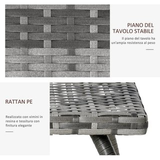 Tavolino da caffè in rattan sintetico, tavolo da e