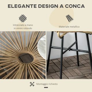 Tavolo da giardino rotondo in rattan stile Boho