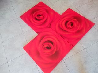 3 Stampe su tela , rose rosse 50 x 50