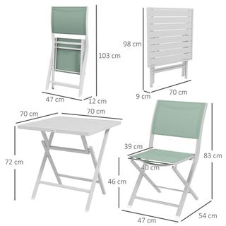 Set da giardino in alluminio da 3 pezzi con 2