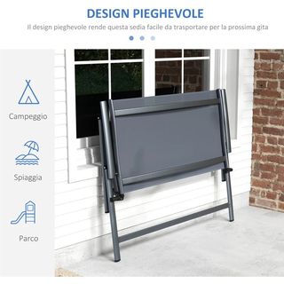 Sedia pieghevole a 2 posti con sedile traspirante,
