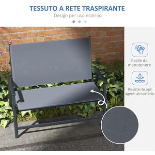Sedia pieghevole a 2 posti con sedile traspirante,