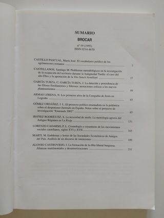 Libro Brocar, N° 19, 1995. Investigación Histórica