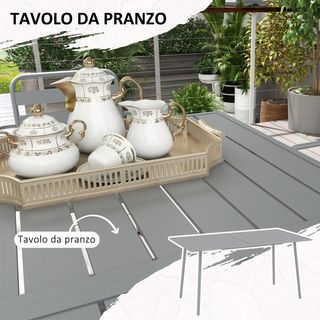 Set da giardino in acciaio da 7 pezzi con 6 sedie