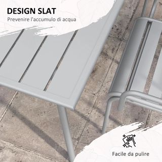 Set da giardino in acciaio da 7 pezzi con 6 sedie