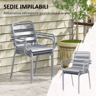 Set da giardino in acciaio da 7 pezzi con 6 sedie