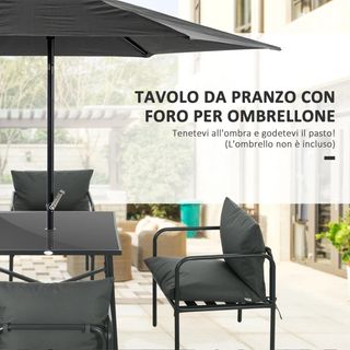Set da giardino in acciaio da 5 pezzi con 4 sedie